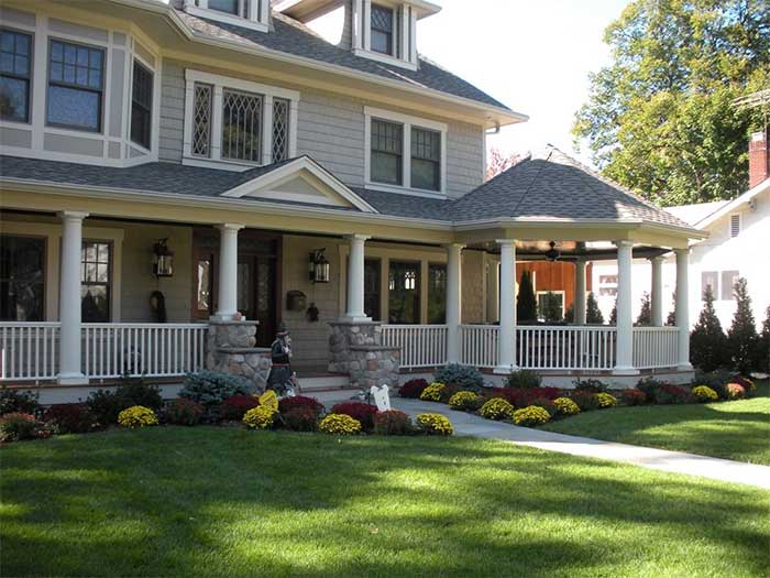 Completed landscape installation showing lush greenery